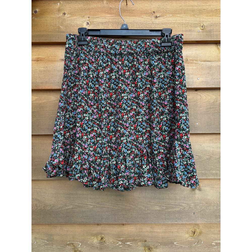 Loft colorful floral print ruffle mini skirt